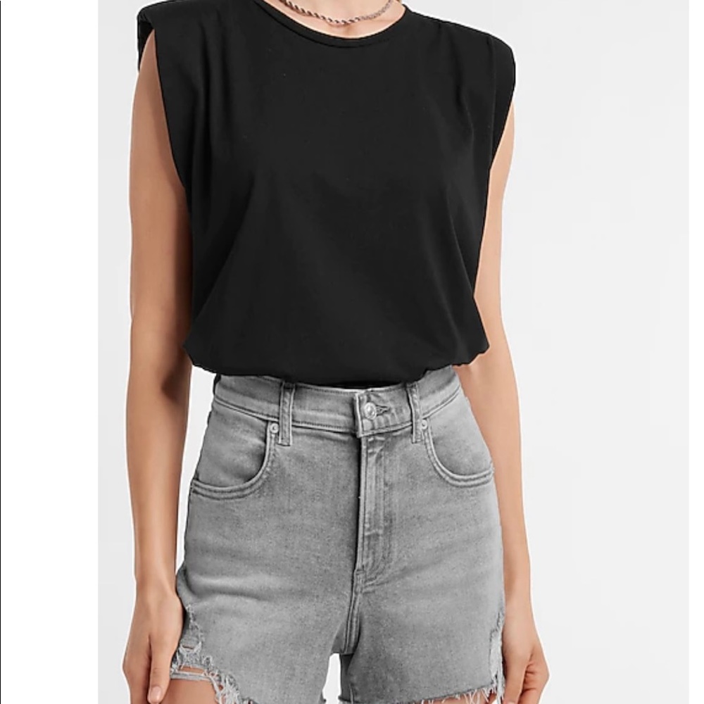 Express, black, bodysuit, shoulder padded